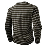 AIDASE  -  New Men's Henley Collar Long Sleeve T-Shirts Striped Casual Button T Shirt for Men Spring Autumn Male Fashion Cotton Tees Tops aidase-shop