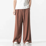 AIDASE  -  Spring Cotton Linen Pants Men Elastic Waist Casual wide leg Pant Loose Sweatpants Traditional Chinese Trousers pantalons homme aidase-shop