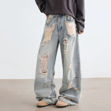 AIDASE  -  Men's Ripped Jeans Korean Style Trendy High Street Stylish Versatile Trousers 2025 Autumn Niche Design Denim Pants 21E7188 aidase-shop