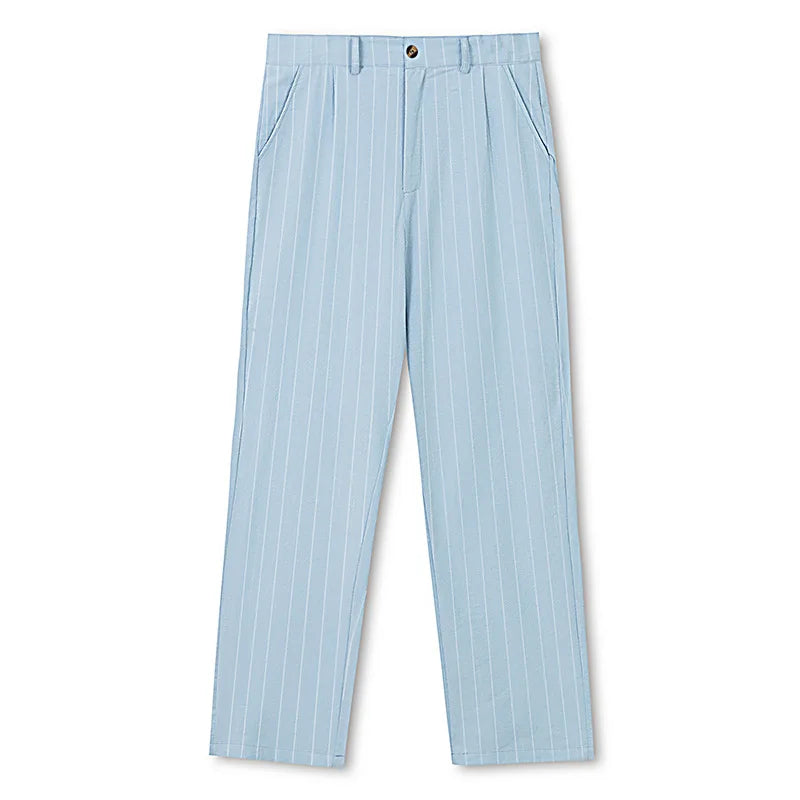 AIDASE  -  Plus Size Mens Fashion Striped Hotpants Loose Classic Linen Bloomer Male Ankle-Length Trouser Men Casual Beach Sweatpants New aidase-shop