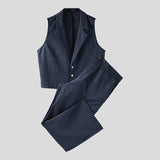 AIDASE  -  Men Striped Sets Lapel Sleeveless Vests & Pants Two Pieces Sets Streetwear Elegant 2025 Fashion Casual Men's Suits S-5XL aidase-shop