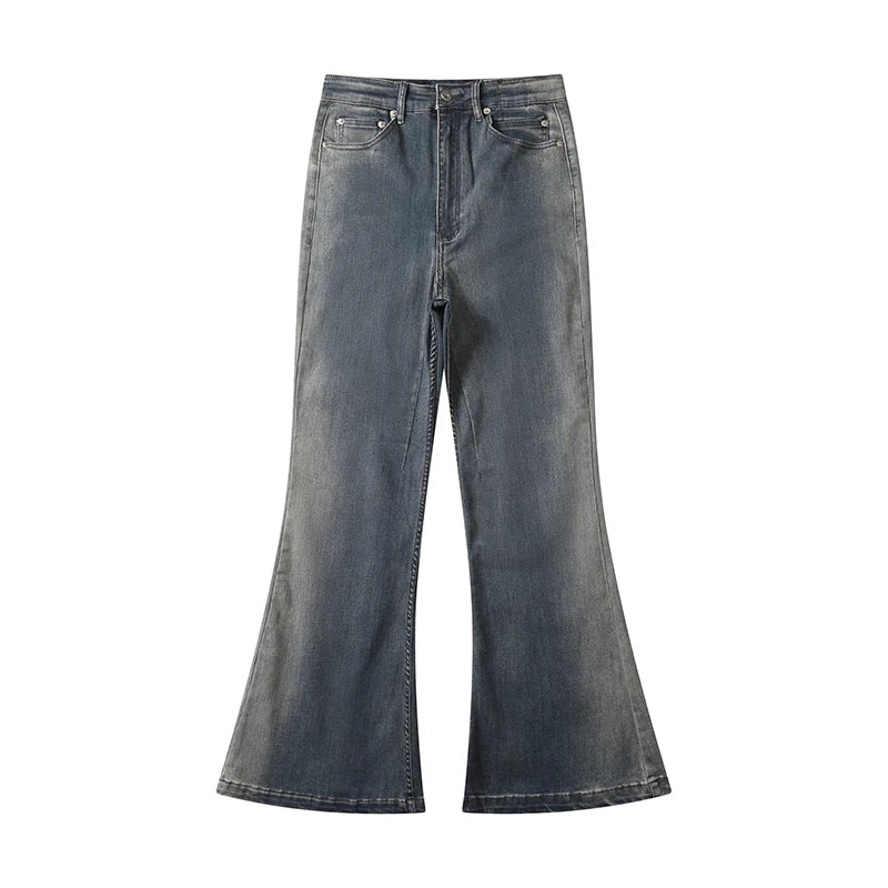 Aidase RO Style Gradient Washed Sashes Flare Jeans Unisex Streetwear Baggy Y2K Bell-bottoms Harajuku Loose Casual Denim Trousers aidase-shop