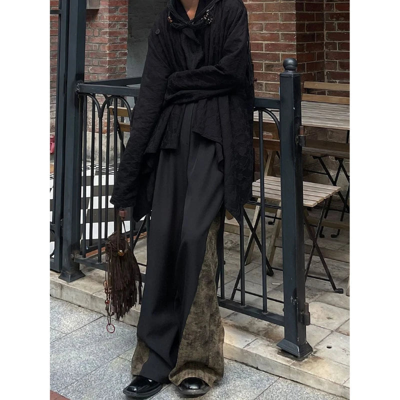 AIDASE  -  Autumn Winter New Fashion High Waist Button Bell-bottoms Men's Clothing Pockets Japanese Style Contrast Color Trend Casual Pants aidase-shop