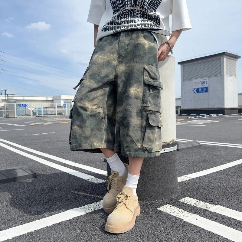 AIDASE  -  Camouflage Men's Cargo Shorts American Style Summer Pocket Design Loose Straight Wide-Leg Pants Fashion Menswear 21E6809 aidase-shop