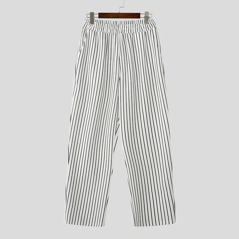 AIDASE  -  Men Striped Pants Elastic Waist Joggers Loose Casual Trousers Men Streetwear 2025 Fashion Male Straight Long Pants S-5XL aidase-shop