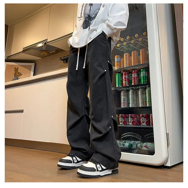 AIDASE  -  Men's Summer Thin Fashion Brand American Vibe Pants Loose Straight Wide-leg Casual Trousers aidase-shop