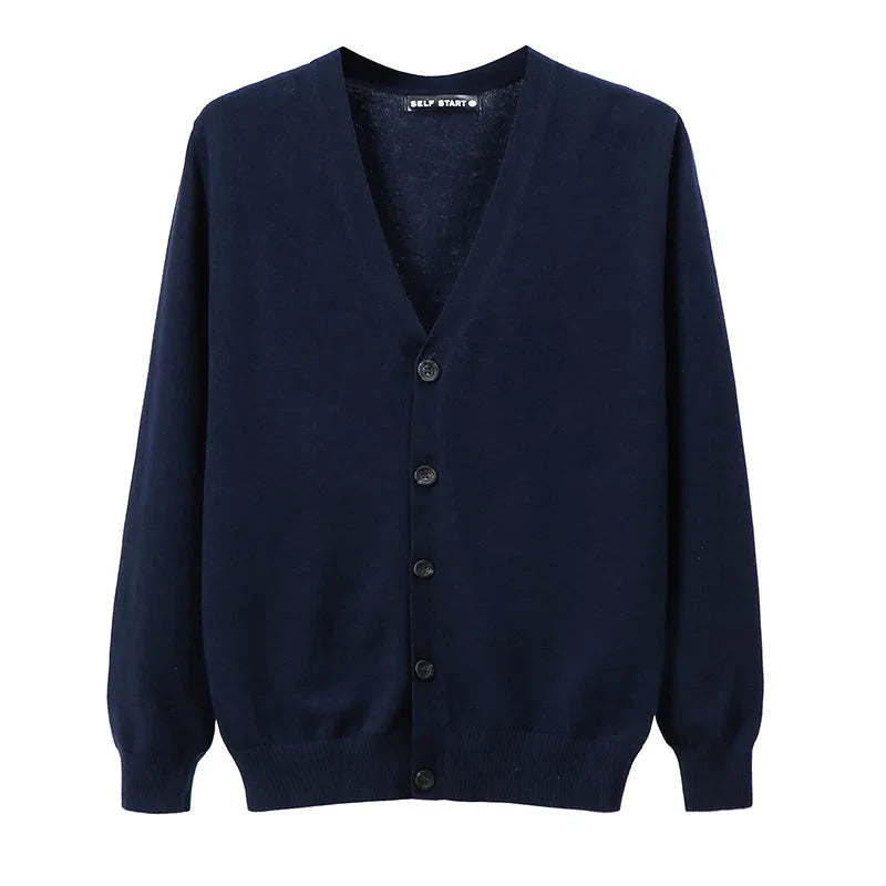 AIDASE  -  M-4XL Autumn Men's Knitted Cardigan Thin V-neck Basic Elastic Slim Fit Thin Sweater Solid Color Casual Versatile Coat aidase-shop