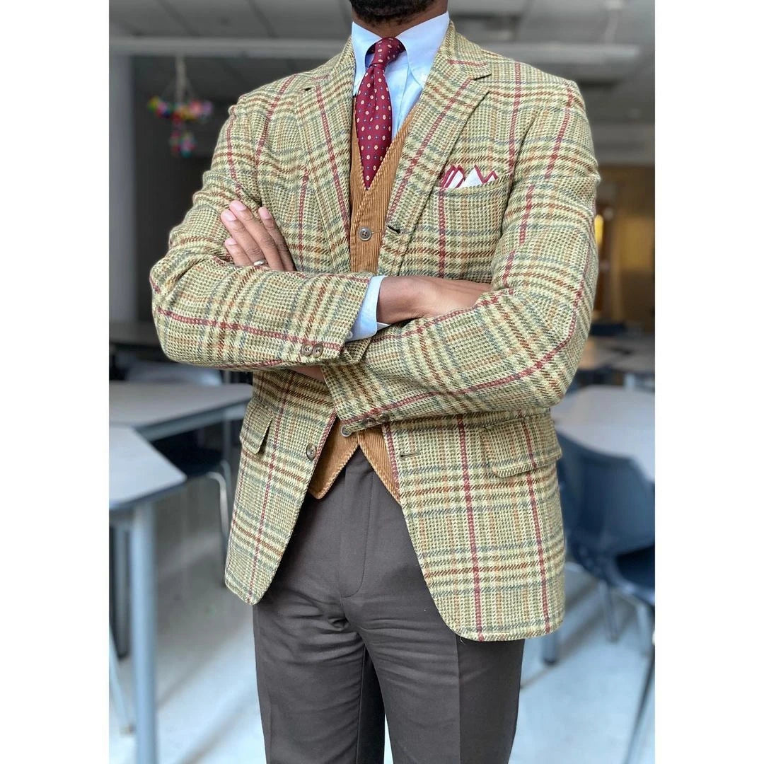 Aidase Fashion Winter Wedding Suits For Men Woolen Groom Wear Slim Fit Notch Lapel Tuxedos Business Office 2 Pcs Jacket Pants aidase-shop