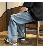 AIDASE  -  Niche Men's Jeans Pocket Reverse Straight-leg Design Male Denim Long Pants 2025 New Fashion Solid Color Trousers 21E6850 aidase-shop