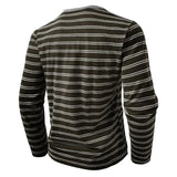 AIDASE  -  New Men's Henley Collar Long Sleeve T-Shirts Striped Casual Button T Shirt for Men Spring Autumn Male Fashion Cotton Tees Tops aidase-shop