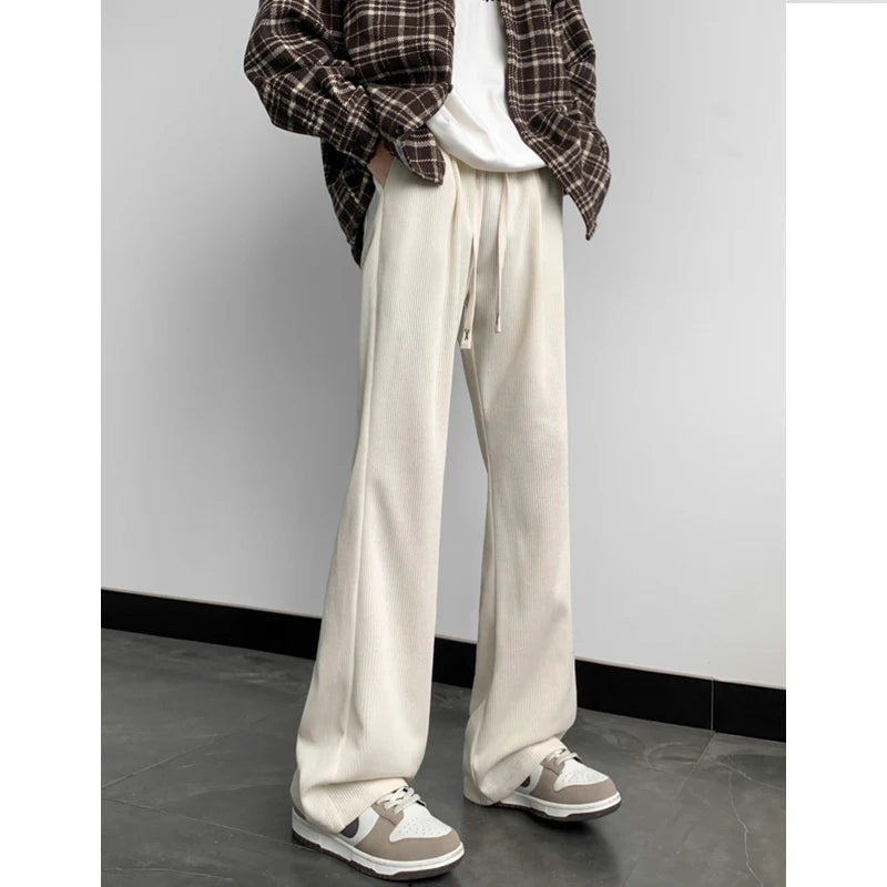 Aidase Spring Corduroy Pants Men Fashion Beige Black Flared Pants Men Street wear Korean Loose Casual Wide Leg Pants Men Trousers M-2XL aidase-shop