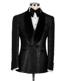 Aidase Men's Suits Tailored 2 Pieces Blazer Pants One Button Wide Velvet Lapel Sequins Formal Work Wear Plus Size Tuxedo Custom Made aidase-shop