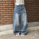 AIDASE  -  Women's High Waist Wide Leg Jeans 2025 New Korean Design Faionable Folded Knife Long Pants Versatile Sli Spring Autumn aidase-shop