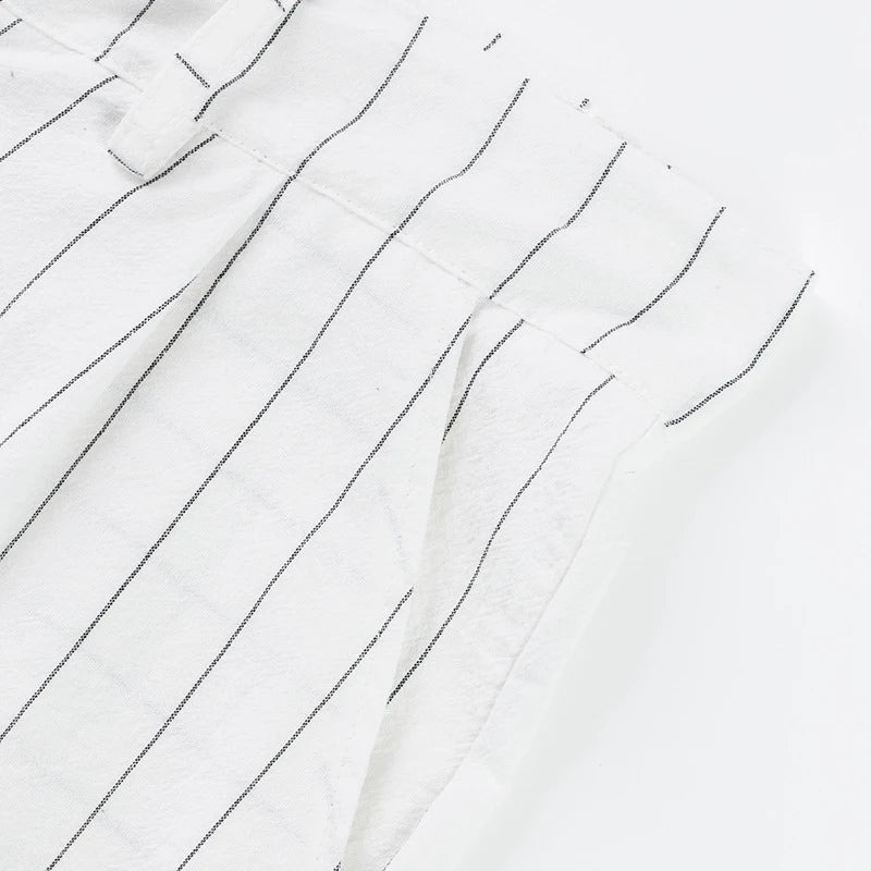 AIDASE  -  Vintage Loose Straight Linen Pants Men Daily Casual Linen Breathable Trousers 2025 Spring Summer Stylish Mens Striped Trousers aidase-shop