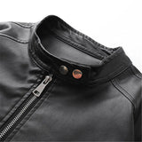 AIDASE  -  Spring High Quality Men's PU Leather Jacket Motorcycles Zipper Casual Stand Collar Leather Outwear Male Moto Biker Loose Coat aidase-shop