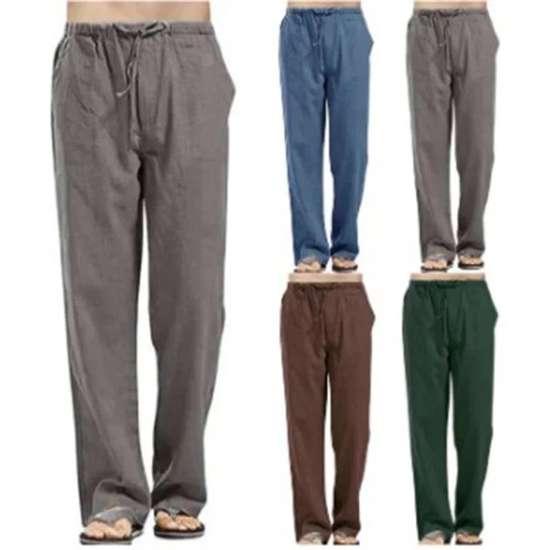 AIDASE  -  Spring Linen Wide Men Pants Korean Trousers Oversize Cotton Streetwear Male New Yoga Pants Casual Men Clothing Sweatpants aidase-shop