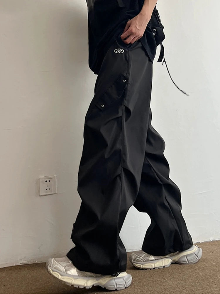 Aidase Parachute Cargo Pants Men Hip Hop Wide Leg Trousers Male Quick Drying Streetwear Loose Oversize Korean Hip Hop aidase-shop