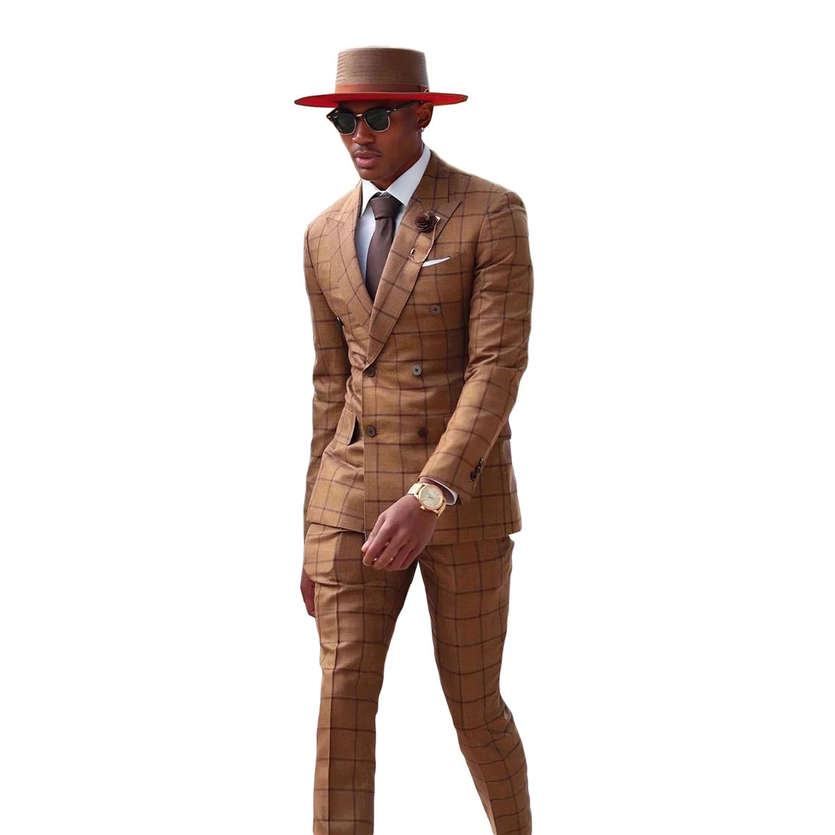 Aidase Plaid Men Suit Tailor-Made Fashion 2 Pieces Blazer Pants Double Breasted Lapel Formal Business Causal Party Tailored aidase-shop