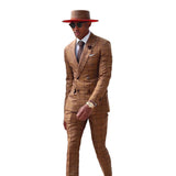 Aidase Plaid Men Suit Tailor-Made Fashion 2 Pieces Blazer Pants Double Breasted Lapel Formal Business Causal Party Tailored aidase-shop