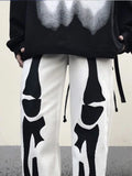 Aidase Trousers With Print White Jeans For Men Skeleton Straight Male Cowboy Pants Designer Comfortable 2024 Korean Autumn Harajuku aidase-shop