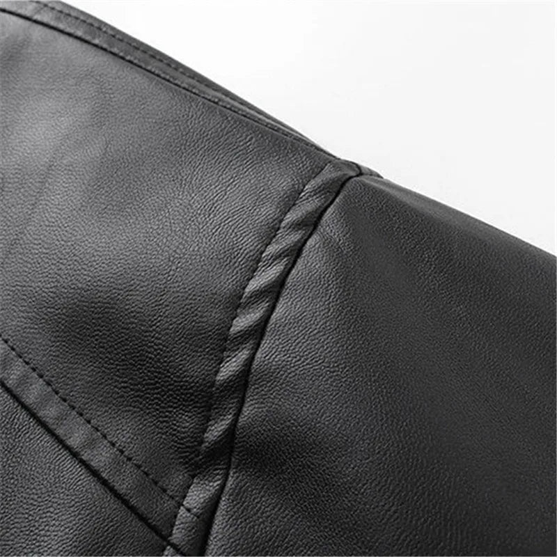 AIDASE  -  Spring High Quality Men's PU Leather Jacket Motorcycles Zipper Casual Stand Collar Leather Outwear Male Moto Biker Loose Coat aidase-shop