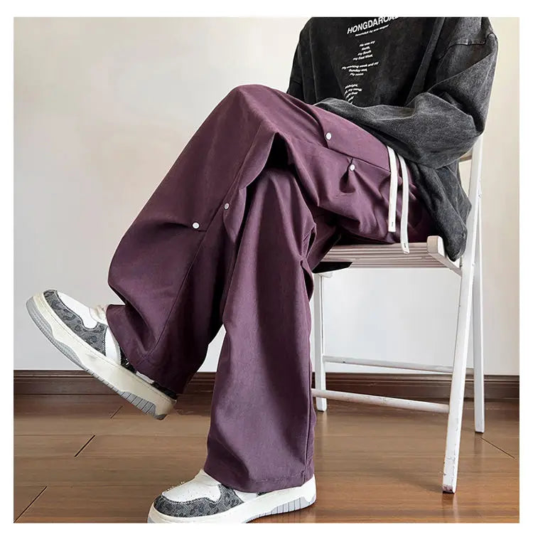 AIDASE  -  Men's Summer Thin Fashion Brand American Vibe Pants Loose Straight Wide-leg Casual Trousers aidase-shop