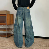 AIDASE  -  American Style Male Washed Jeans Large Pocket Design Loose Wide-Leg Scimitar Long Pants 2025 New Fashion Menswear 21E6838 aidase-shop
