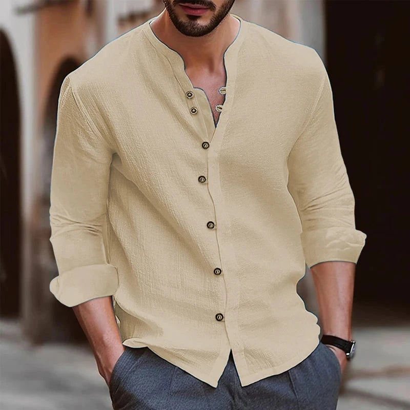 AIDASE  -  Mens Button Up Shirts for Men Long Sleeve Cotton Linen Hawaiian Beach Shirt Casual Summer Lightweight Tops aidase-shop