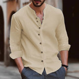 AIDASE  -  Mens Button Up Shirts for Men Long Sleeve Cotton Linen Hawaiian Beach Shirt Casual Summer Lightweight Tops aidase-shop
