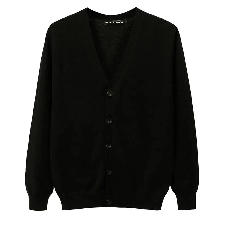 AIDASE  -  M-4XL Autumn Men's Knitted Cardigan Thin V-neck Basic Elastic Slim Fit Thin Sweater Solid Color Casual Versatile Coat aidase-shop