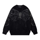 AIDASE  -  American Retro Butterfly Jacquard Zipper Cardigan Sweater Men Autumn Winter Trendy Street Lazy Loose Knitted Jacket Men Clothing aidase-shop