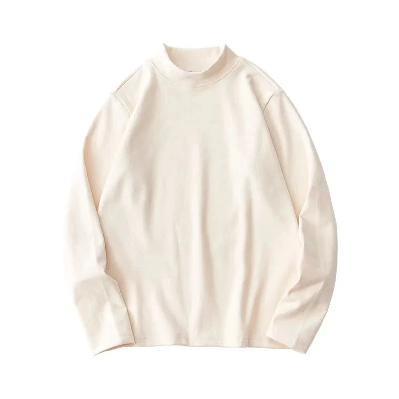 AIDASE  -  Autumn and Winter Men's Long Sleeve T-shirt with Half High Neck Underlay Loose Inner Layer Comfortable Versatile Top aidase-shop