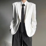 AIDASE  -  Autumn Winter Men's Solid Color Long-Sleeved Suit Jacket American Retro Fashion Trend High Street Loose Simple Niche Men's Tops aidase-shop