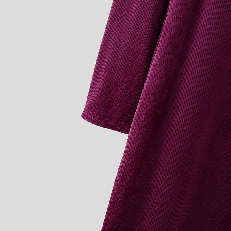 AIDASE  -  Men Irregular T Shirt Solid Color V Neck Short Sleeve Long Style Tee Tops Streetwear 2025 Fashion Casual Men Clothing aidase-shop