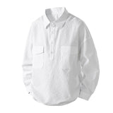 AIDASE  -  New Men's Pullover Shirts Solid Long Sleeve Loose Casual Shirt Man Spring Fashion Breathable Turn Down Collar Tops Male Blouse aidase-shop