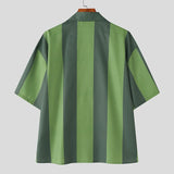 AIDASE  -  Men Shirt Striped Printing Lapel Short Sleeve Loose Casual Men Clothing Summer Streetwear 2025 Fashion Male Shirts Tops aidase-shop