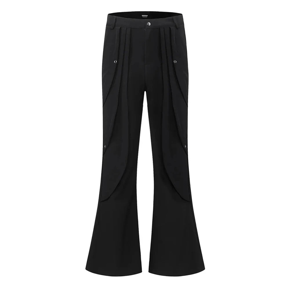 AIDASE  -  American High Street Fashion Flared Pants Men 2025 Spring And Summer New Trend Straight Slim Casual Black Pants Mens Clothing aidase-shop