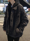 Aidase Black Denim Jacket Men's Autumn Handsome High Street Retro Big Pocket Tooling Coat Hong Kong Style Oversize Jeans Top aidase-shop