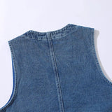 Aidase Denim Vest Men's Jacket Spring Autumn Jeans Jacket V-neck Design Korean Vest Loose Casual Fashion All-match Style Male Clothing aidase-shop