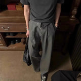 AIDASE  -  Trend Men Suit Pants Pleated Embroidered Straight-Leg Slightly Flared High-Waisted Striped Ribbon Trousers 21E7642 aidase-shop