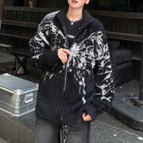 AIDASE  -  American Retro Butterfly Jacquard Zipper Cardigan Sweater Men Autumn Winter Trendy Street Lazy Loose Knitted Jacket Men Clothing aidase-shop