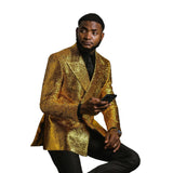 Aidase Gold Men's Suit 2 Pieces Blazer Black Pants One Button Peaked Lapel Business Slim Fit Formal Host Wedding Groom Costume Homme aidase-shop