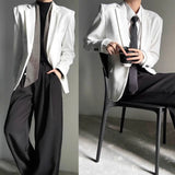 AIDASE  -  Autumn Winter Men's Solid Color Long-Sleeved Suit Jacket American Retro Fashion Trend High Street Loose Simple Niche Men's Tops aidase-shop