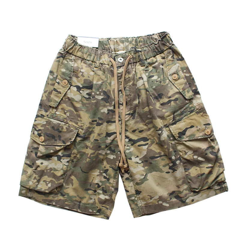 Aidase High Street Fashion Leaf Printed Shorts for Men Multi Pockets Loose Streetwear 24ss Y2k Youth Male Workwear Baggy Half Pants aidase-shop