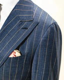 Aidase Navy Blue Stripe Men Suits 2 Pieces Blazer Jacket Pants Tailored Single Breasted Fashion Formal Business Groom Causal Prom aidase-shop