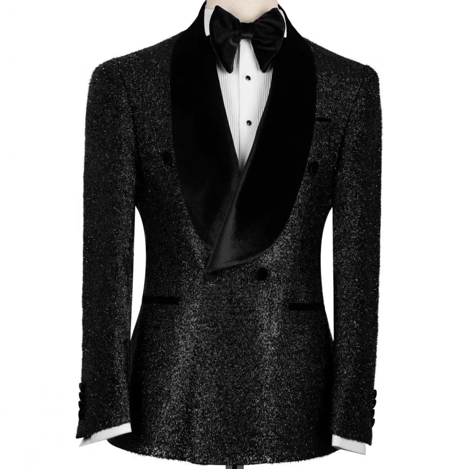 Aidase Men's Suits Tailored 2 Pieces Blazer Pants One Button Wide Velvet Lapel Sequins Formal Work Wear Plus Size Tuxedo Custom Made aidase-shop