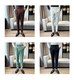 Aidase Fashion Slim Fit Waffle Pencil Pants Men Naples Suit Pant High Waist Button Business Casual Trousers High Quality Korean Pants aidase-shop