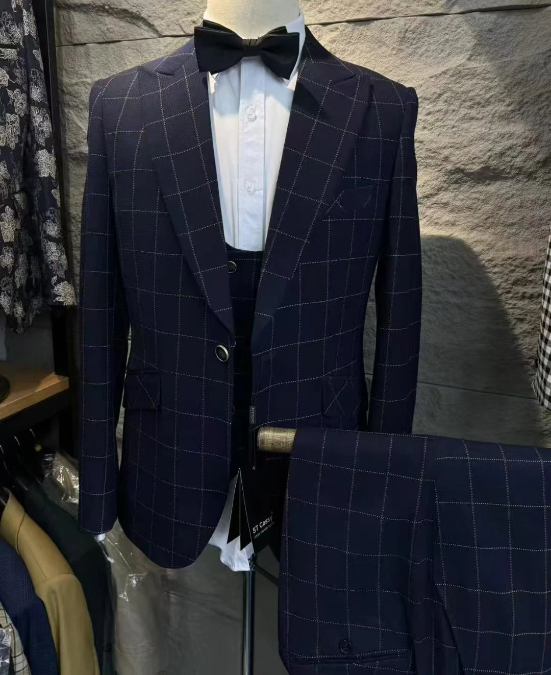 Aidase Grey Striped Mens Suits Double Breasted for Wedding Custom Made for Man Costume Groom 2-Pieces Tuxedos Best Man Blazer Pants aidase-shop