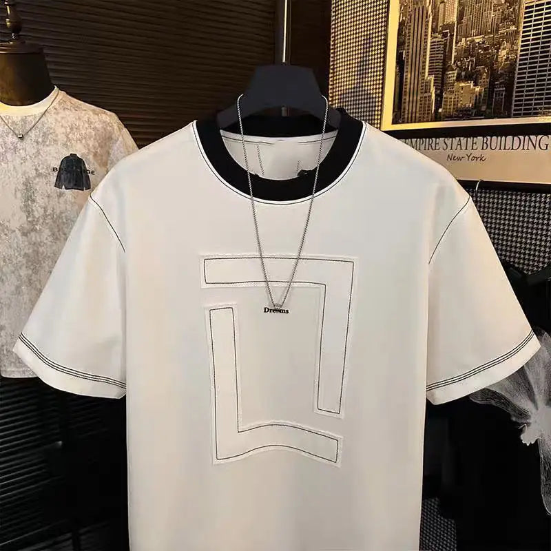 AIDASE  -  Men's Clothing Summer Men's Personalized Round Neck Simple Luxury Breathable T-Shirt Comfortable Lightweight Custom Design aidase-shop