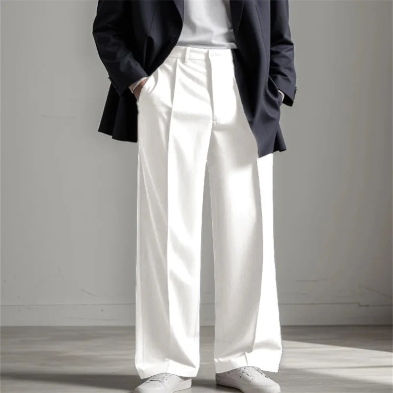 AIDASE  -  Men's Dress Fashion Street High Quality Wide Leg Mid Waist Drop Suit Pants aidase-shop